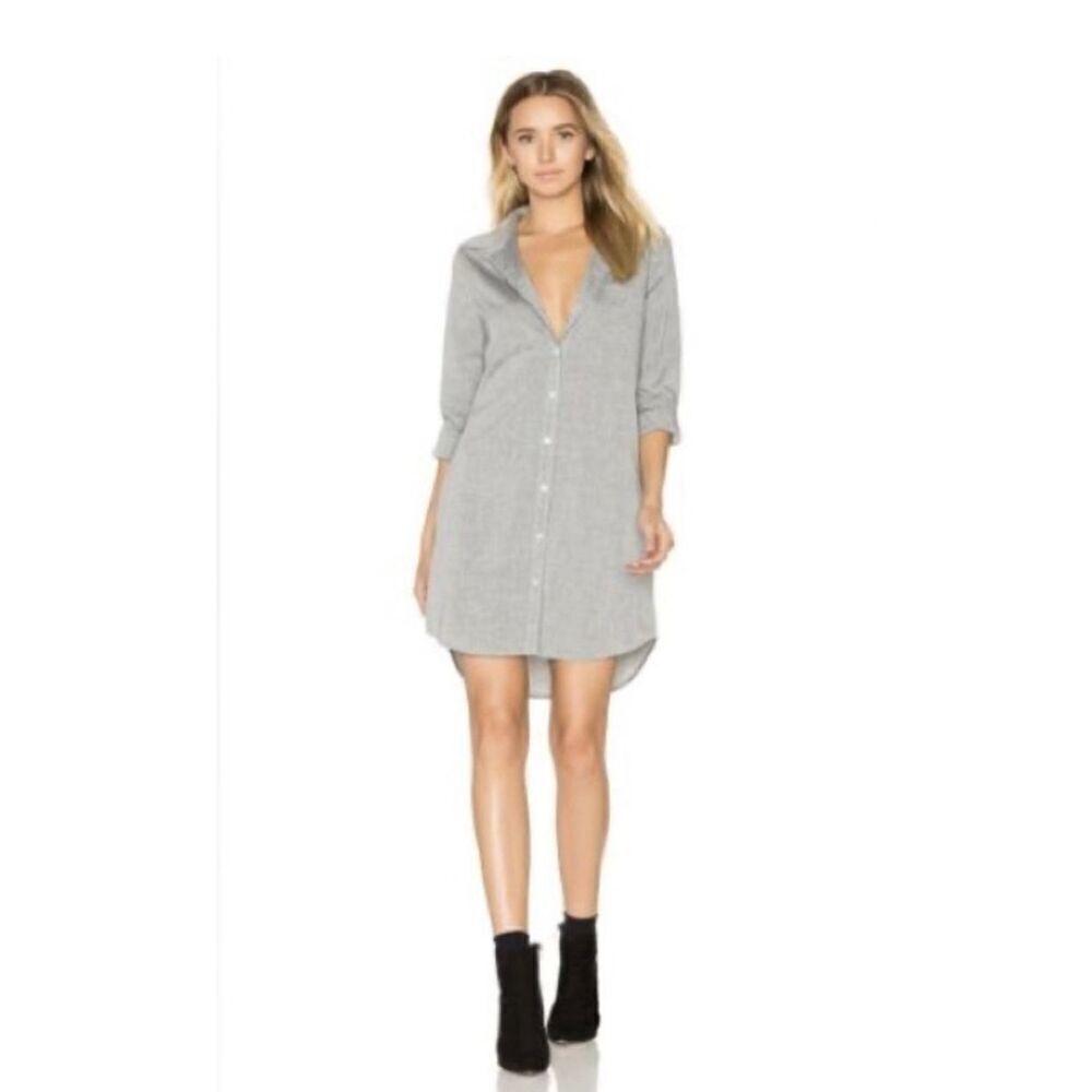 Equipment Brett gray collared cotton button down shirt dress size medium